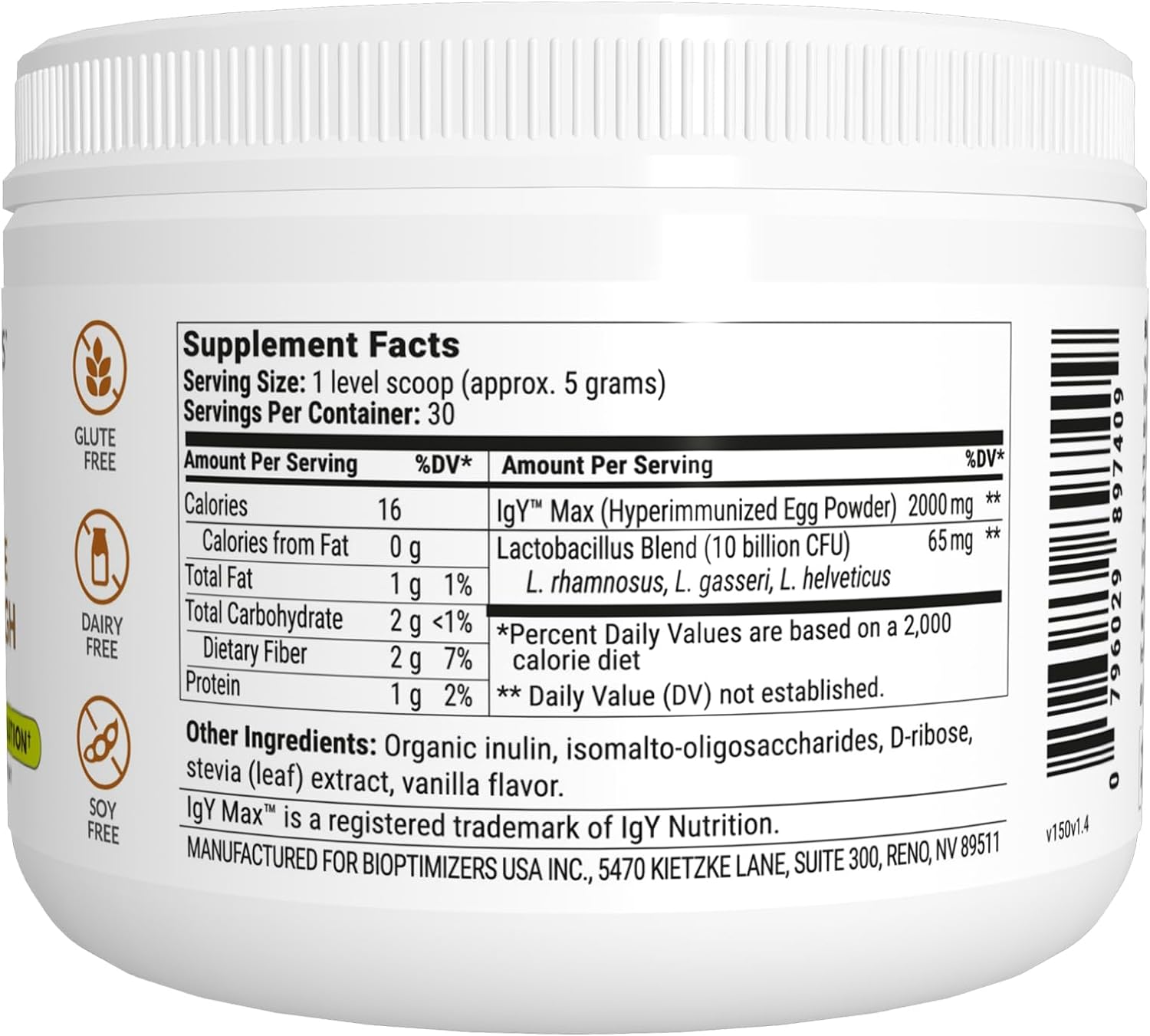 Microbiome Breakthrough Repair Powder - Vegetarian Vanilla - Contains