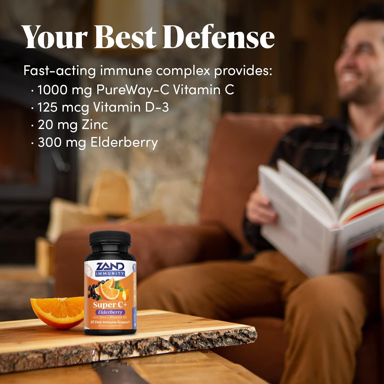 Zand Immunity Super C+ with Elderberry, All Day Immune Support, 1000mg