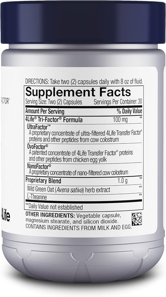 4Life Transfer Factor Reflexion - Targeted Mindset, Stress, And Brain Support With L-Theanine, Wild Green Oat, And Proprietary Tri-Factor Immune Support Formula - 60 Capsules