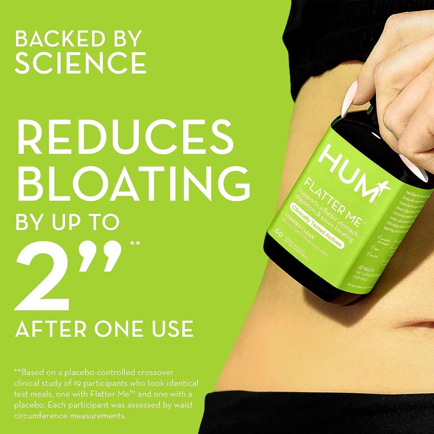 HUM Flatter Me Supplement for Daily Bloating - 18 Full Spectrum Digest