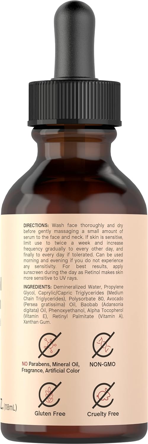 Retinol Serum for Face | 4   | Professional Strength | Hydrating Skin Oil | Free of Parabens & Fragrances