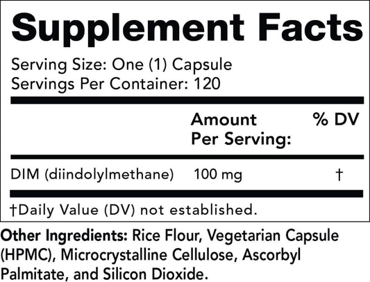 Olympian Labs Dim 100Mg - Dim Diindolylmethane Supplement Capsules Supporting Hormone Balance, Clear Skin, Pcos, & Aid In Fitness And Maintaining Lean Muscle - 120 Daily Capsules