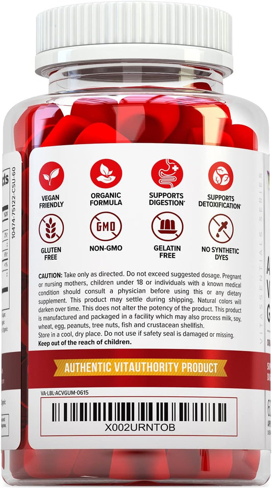 Organic Apple Cider Vinegar Gummies With The Mother - Usda Organic Veg