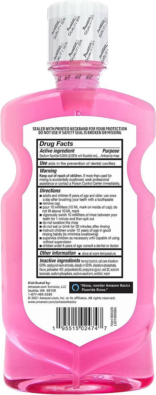 Amazon Basics Kids Anticavity uoride Rinse, Alcohol Free, Bubble Gum, 500, 16.9 uid , 1-Pack (Previously Solimo)