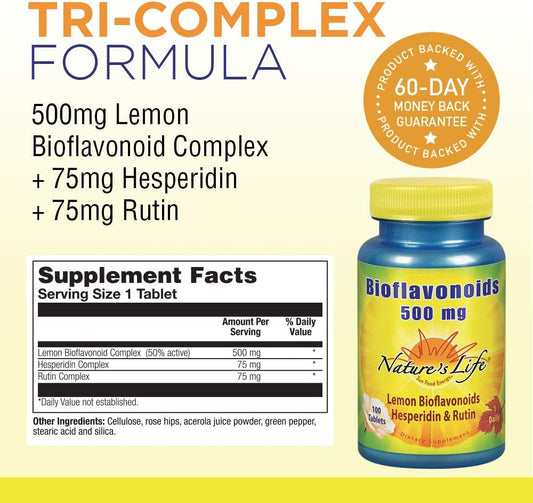Nature'S Life Bioflavonoids 500Mg | Lemon Bioflavonoid Complex, Hesper