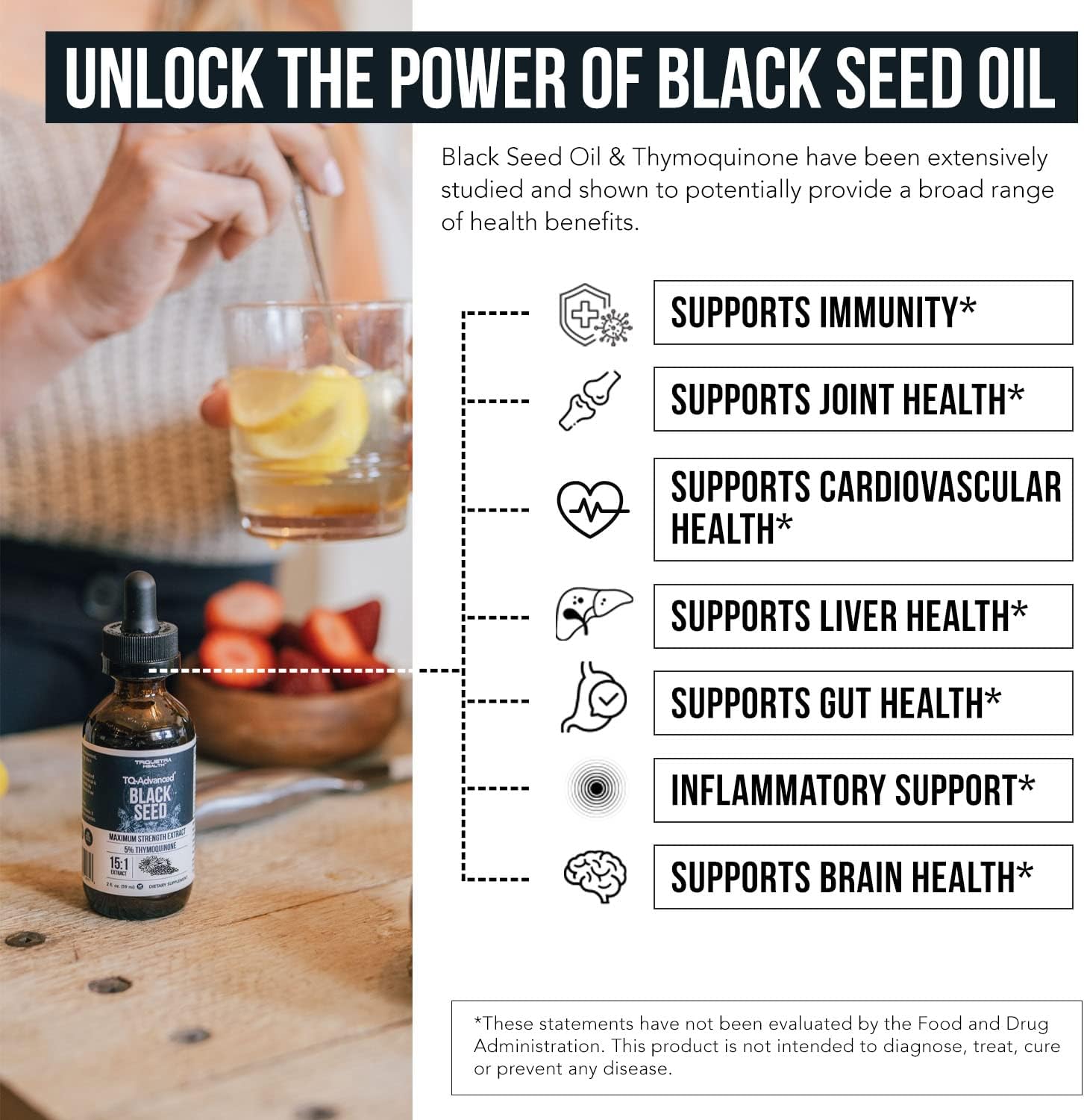 Black Seed Oil TQ Advanced - 5% Thymoquinone, 100 mg TQ per Serving -