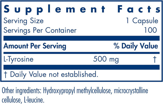 Allergy Research Group - L-Tyrosine 500 Mg - Hormone Precursor, Brain