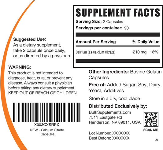Bulksupplements.Com Calcium Citrate Capsules - Calcium Citrate Supplem