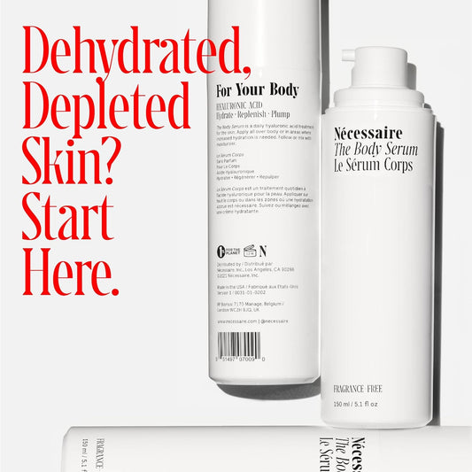 Nécessaire The Body Serum - Intense Clinical Hydrating Serum With Hyaluronic Acid, Niacinamide + Ceramides. Dermatologist-Tested. Non-Comedogenic. Hypoallergenic. Seal Of Approval By The National Eczema Association. 150 ml / 5.1