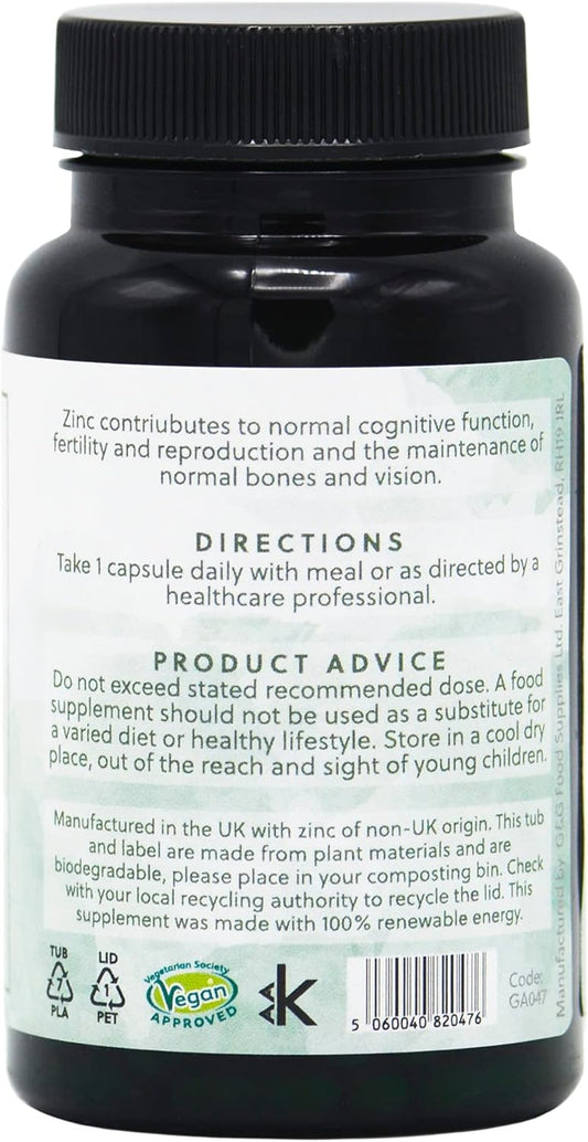 Zinc & Copper Supplement | 15Mg Zinc & 1Mg Copper Per Capsule | 60 Veg30 Grams