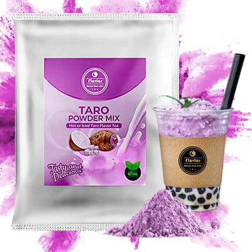 Flavfar Taro Bubble Tea Powder - Instant Taro Powder For Bubble Tea Or Smoothie Mix - Iced, Hot, Or Blended Drink Powder - Less Sugar