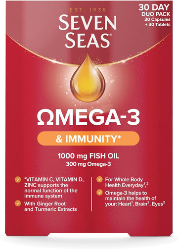 Seven Seas Omega-3 Fish Oil & Immunity, with Vitamin C, Vitamin D
88 Grams