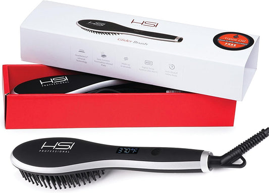 HSI PROFESSIONAL Ceramic Tourmaline Ionic at Iron Glider Brush Hair Straightener with Travel Size Argan Oil Leave in Hair Treatment