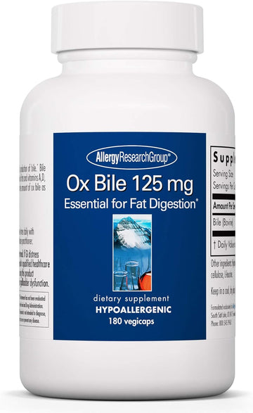 Allergy Research Group Ox Bile - 125 Mg - 180 Veggie Caps