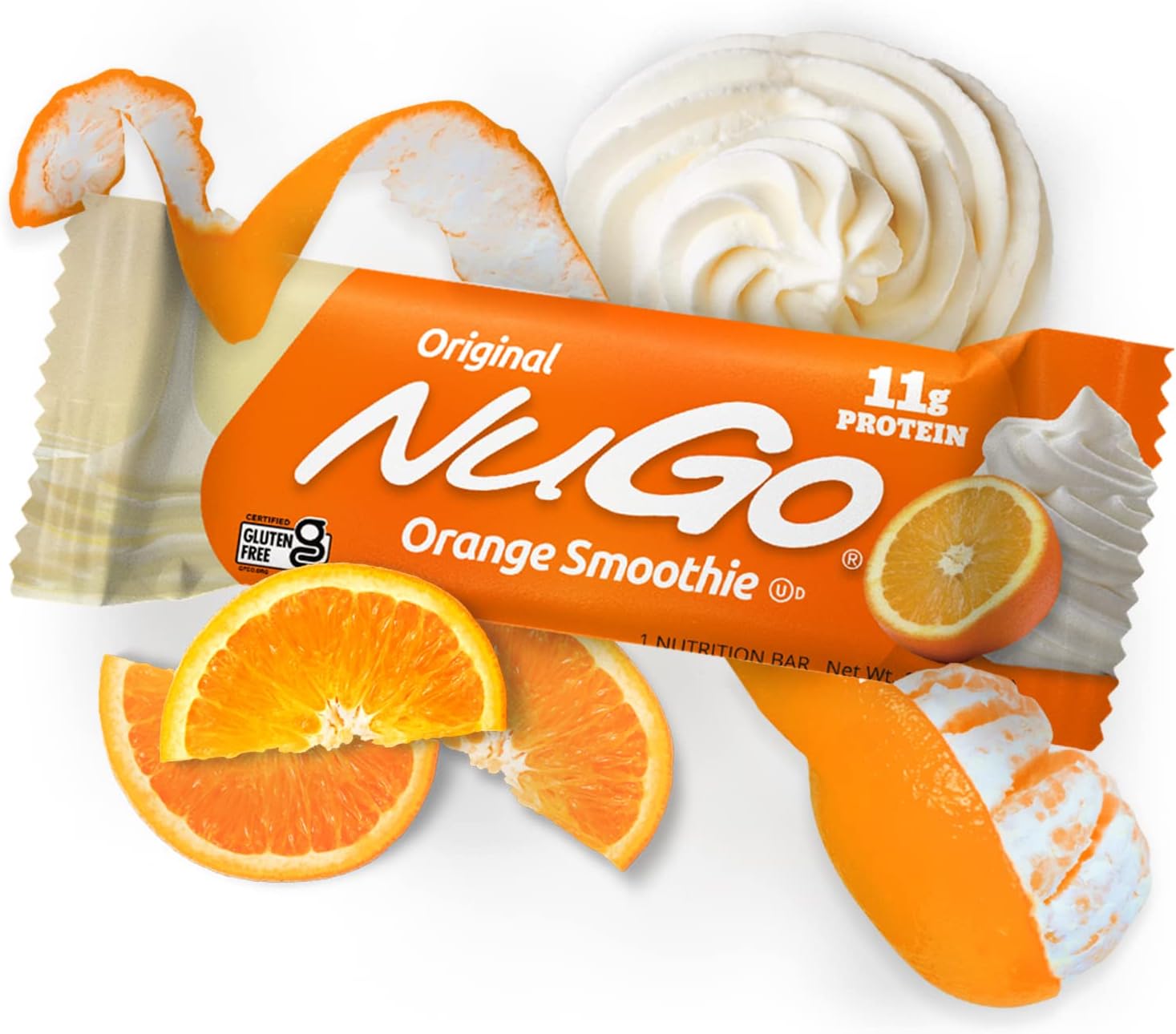 NuGo Protein Bar, Orange Smoothie, 11g Protein, Gluten Free, 15 Count