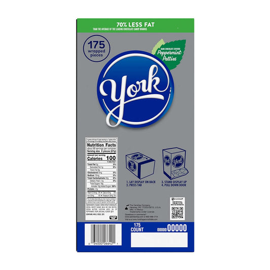York Dark Chocolate Peppermint Patties, Candy Bulk Box, 84 Oz (175 Pieces)