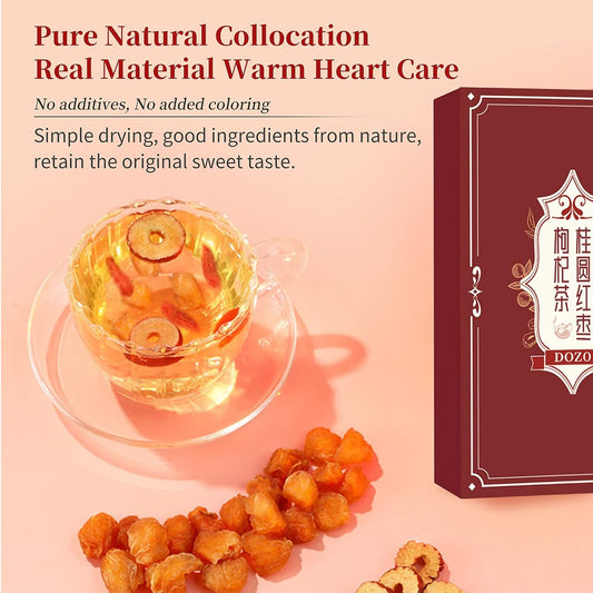 Dozo Longan Red Jujube Tea (20Pack) Longan Jujube Wolfberry Fruit Tea Longan Red Dates Goji Berries Individual Package Fruit Tea