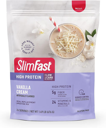 Slimfast High Protein Meal Replacment Powder, 26 Servings, Advanced Nutrition Smoothie Mix With Vitamin And Mineral Blen