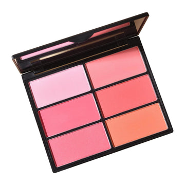 Carmela 6 Colors Powder Blush Palette, Matte and Shimmer Blush for Cheeks, Highly Pigmented Long Lasting Baked Blush Pallet