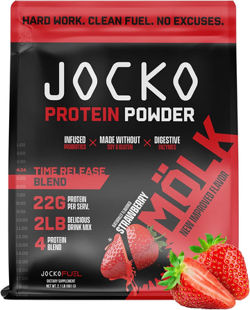 Jocko MLk Whey Protein Powder (Strawberry) - Keto, Probiotics, Grass