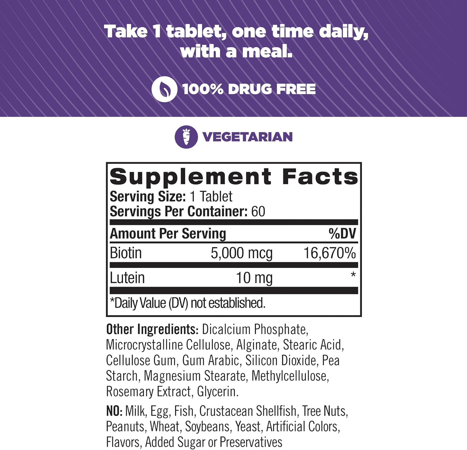 Natrol Biotin Beauty Plus Lutein Tablets, Promotes Healthy Hair, Skin