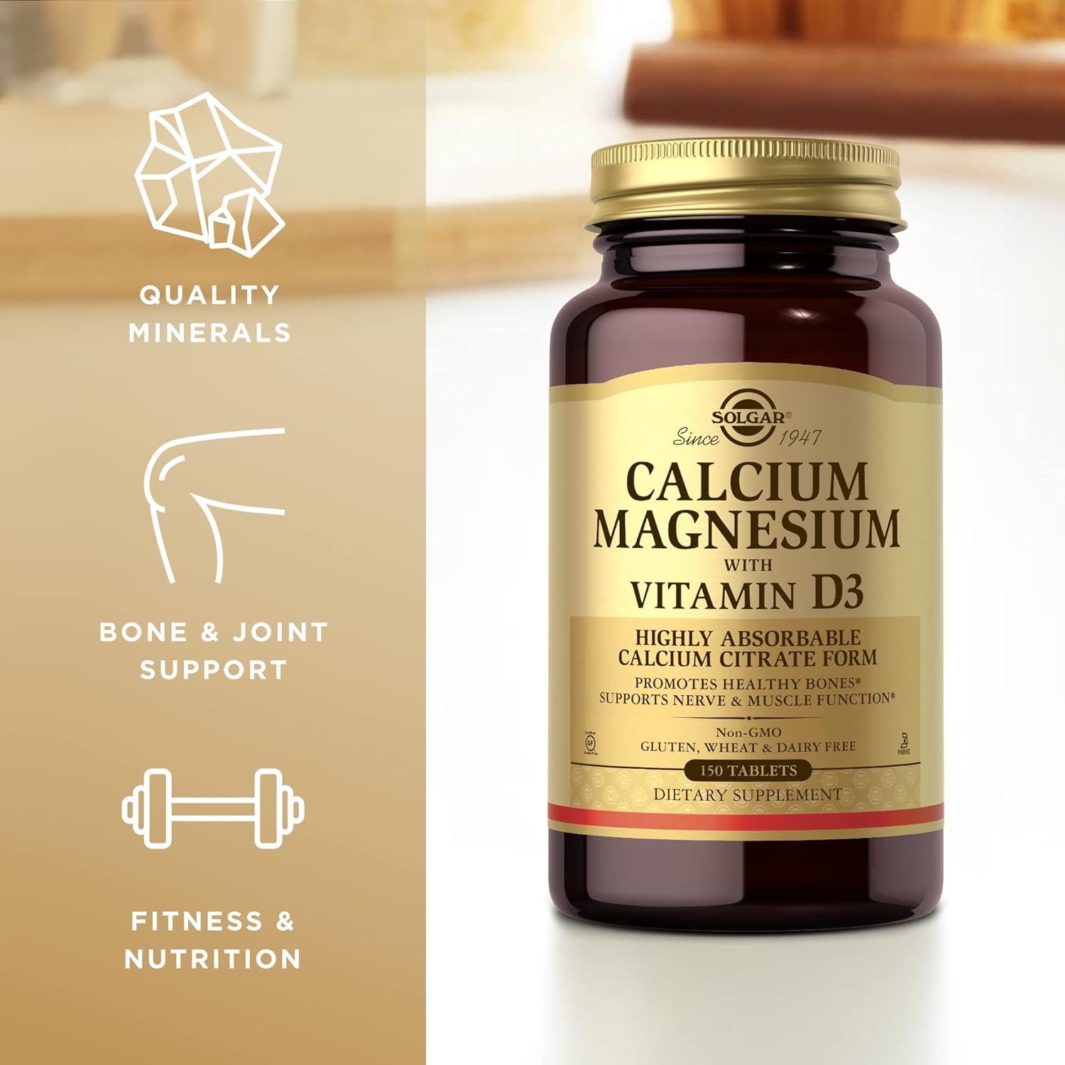 Solgar Calcium Magnesium with Vitamin D3-150 Tablets, Pack