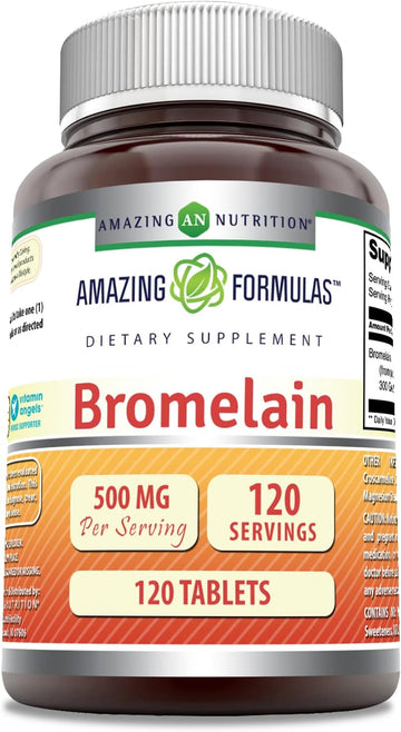 Amazing Formulas Bromelain 500 Mg 120 Tablets Supplement | N