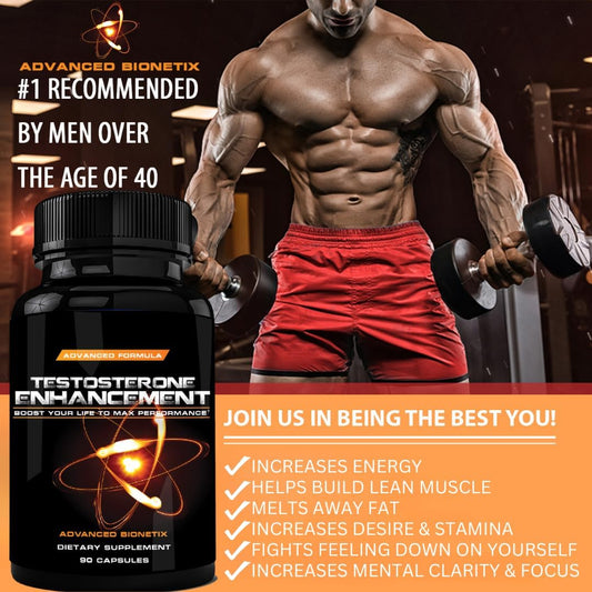 Testosterone Booster Male Enhancement. #1 Recommended By Men Over The Age Of 40* Increase Desire, Energy, Lean Muscle. M