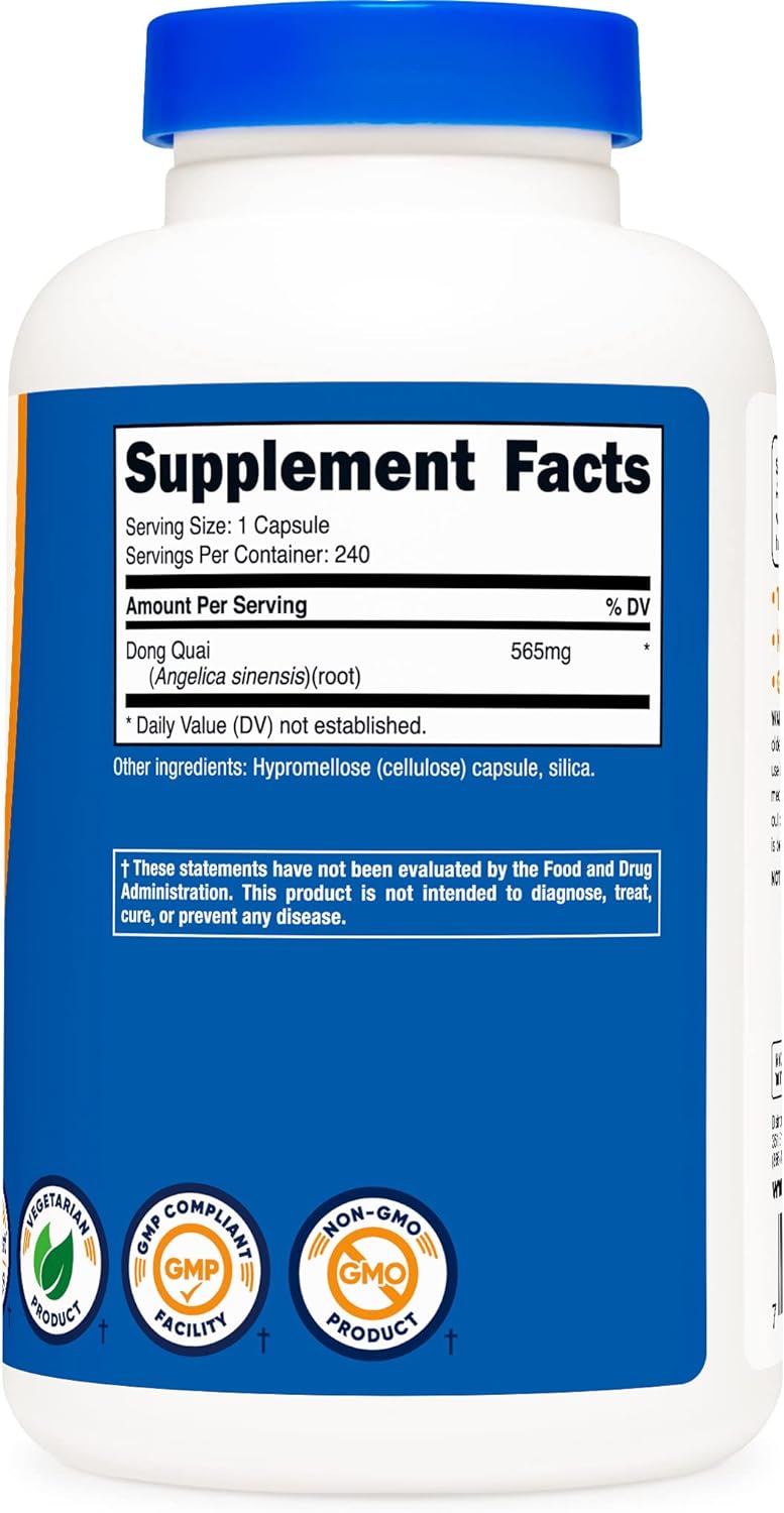 Nutricost Dong Quai 565mg, 240 Capsules (Angelica Sinensis) - Vegetari