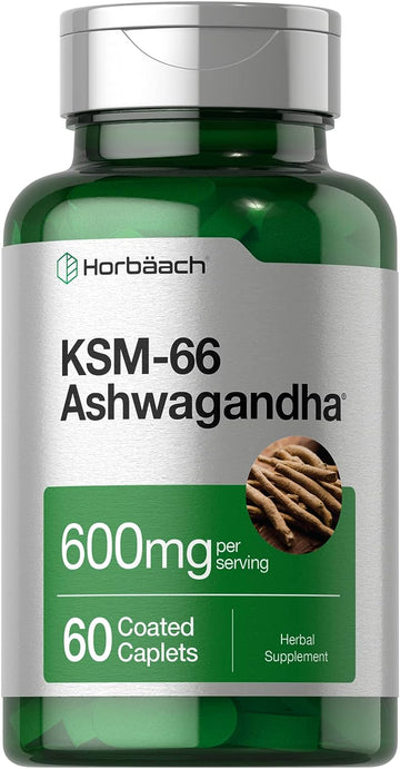 Ksm-66 Ashwagandha 600Mg | 60 Caplets | With L-Theanine | Vegan, Non-G