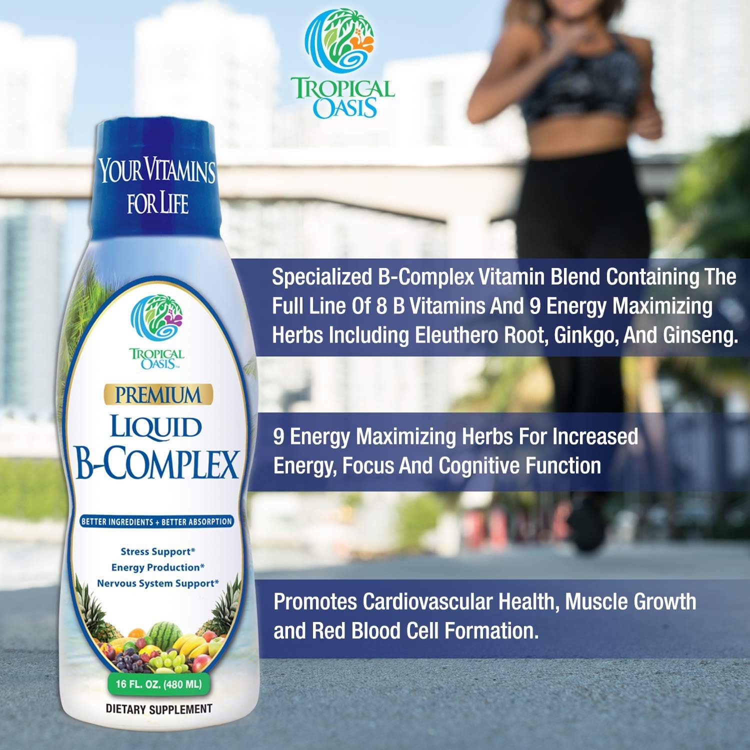 Premium Liquid B Complex Vitamin- Fast Absorbing Liquid B-Complex Supp