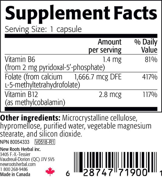 New Roots Herbal Active Folate 1,000 Mcg + Vitamins B6 And B12 (60 Tab