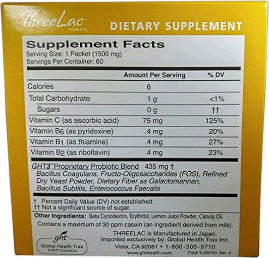 Global Health Trax Threelac Probiotic, Lemon Flavor Dietary