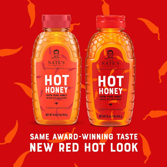 Nature Nate'S Hot Honey: 100% Pure Honey Infused With Habanero Chili Pepper Flakes - 16 Fl Oz