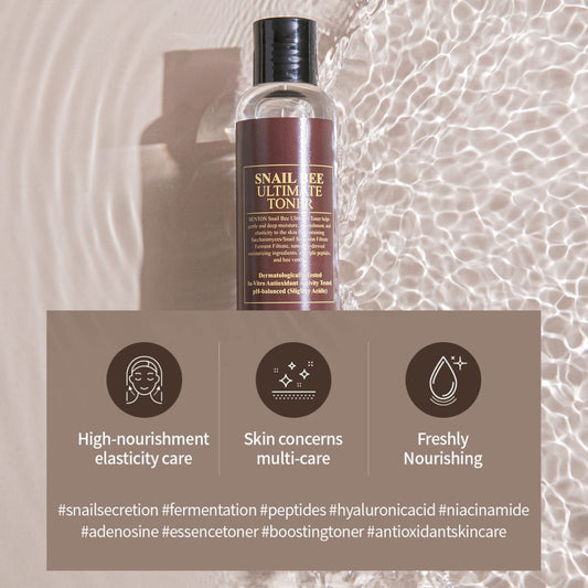 Benton Snail Bee Ultimate Toner - Anti Aging Toner With Snail Secretion Filtrate - Hydrating & Nourishing Booster To Improve Elasticity And Minimize Wrinkles - Fragrance-Free, 5.07 .