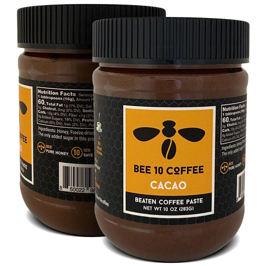 Bee10Coffee Beaten Coffee With Honey - Instant Espresso Style Café - Hot Or Ice – Usda Organic Ground Coffee – Kosher Wildflower Honey – Caffeine For Morning Boost… (Cacao)