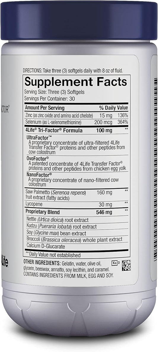 4Life Transfer Factor Malepro - Targeted Healthy Prostate Support With Saw Palmetto, Lycopene, Selenium, And Kudzu - Supplement Supports Immune System And Urinary Tract Health - 90 Softgels