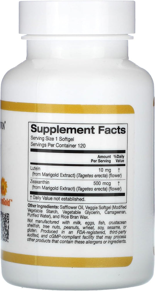 Lutein With Zeaxanthin, 10 Mg, 120 Veggie Softgels, California Gold Nu