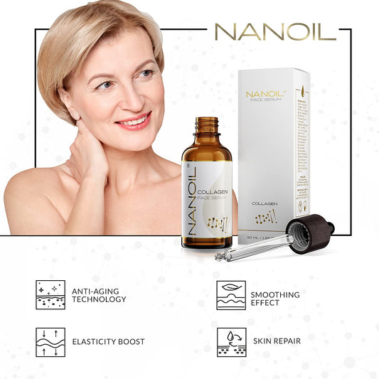 NANOIL Collagen Face Serum 50 - Smoothing, Plumping and Rejuvenating Serum Rich in Collagen
