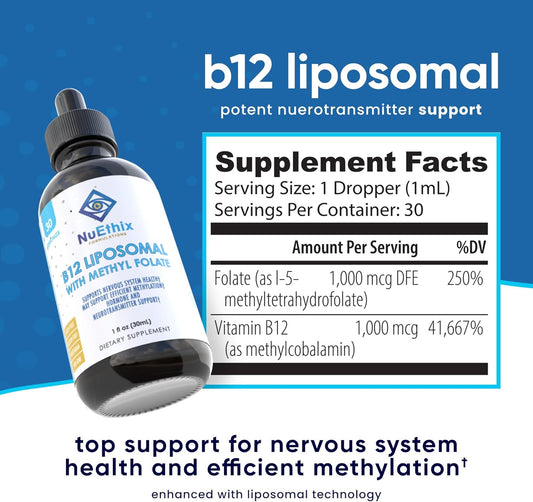 Nuethix Formulations B12 Liposomal With Methyl Folate Dietary Suppleme