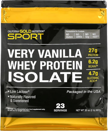 California Gold Nutrition Very Vanilla Whey Protein Isolate, 2 Lbs (90