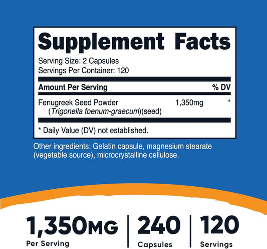Nutricost Fenugreek Seed 1350Mg, 240 Capsules - Gluten Free, Non-Gmo,