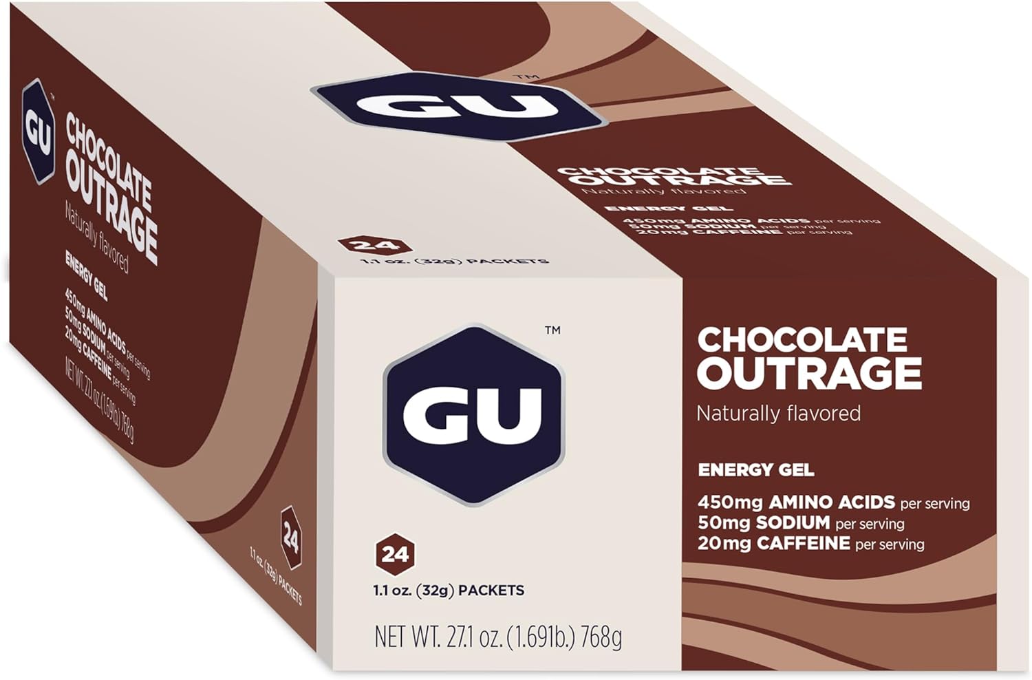 GU Energy Original Sports Nutrition Energy Gel, 24-Count, Chocolate Ou