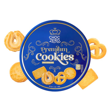 Choczero Keto Butter Cookies - Sugar Free Danish Shortbread Gift - Gluten Free, Low Carb (1 Tin, 12 Oz)