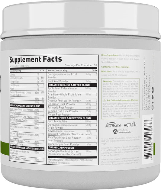 Kaged Organic Greens Superfood Powder | Apple Cinnamon | Wellness With