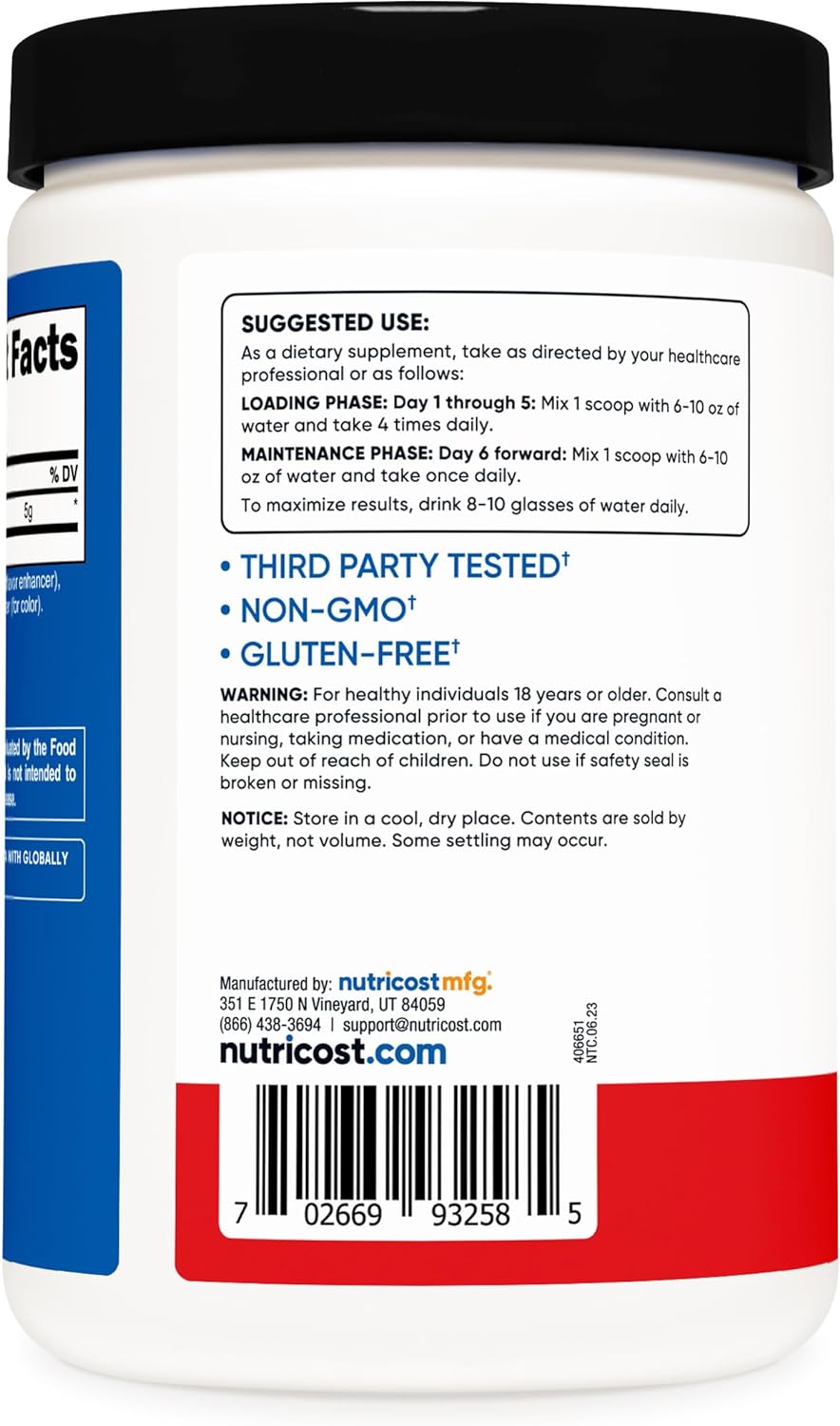 Nutricost Creatine Monohydrate Powder (Fruit Punch, 500 Gram)71 Servin