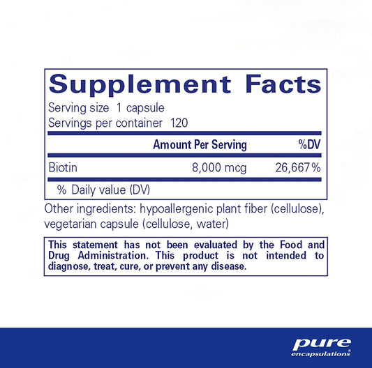 Pure Encapsulations Biotin 8 Mg - B Vitamin Supplement To Aid Stress R