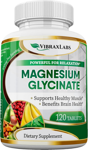 VibraxLabs Magnesium Glycinate Supplement, 400mg, for Men & Women, for Stress, Energy, Muscle Cramps, Joint Support, Che
