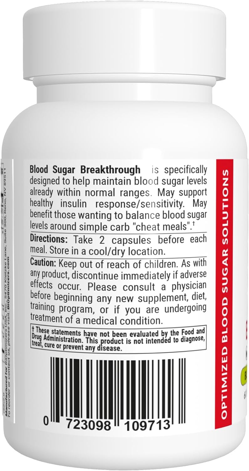 BiOptimizers – Blood Sugar Breakthrough Supplement 2.0 – Vegetarian –