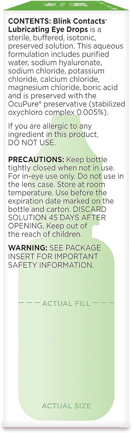 Blink Contacts Lubricating Eye Drops, .34 Oz. (Pack Of 2)